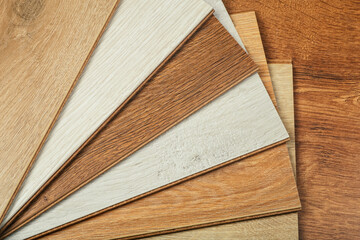Laminate background. Samples of laminate or parquet with a pattern and wood texture for flooring...