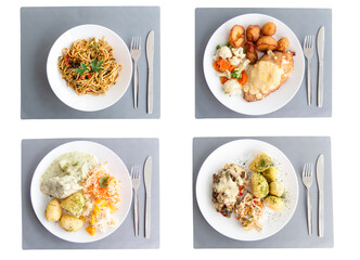 Jedzenie - zestaw obiadowy - zdjęcie z góry - obrazy, fototapety, plakaty
