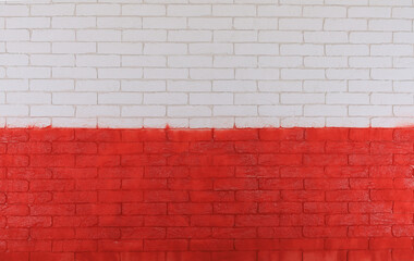 Fototapeta na wymiar brick wall texture painted in red and white