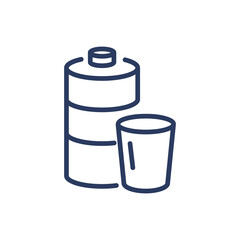 Bottle of mouthwash thin line icon. Container, glass, gargling isolated outline sign. Dental care, oral hygiene, healthcare concept. Vector illustration symbol element for web design and apps