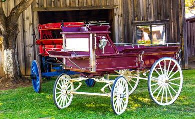Fototapeta na wymiar Vintage Wagons On Display At Local County Fair