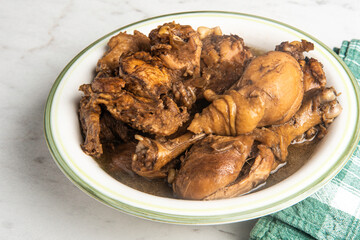 Filipino-Style Chicken Adobo Dish In Serving Bowl