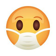 emoji face wearing medical mask flat style icon