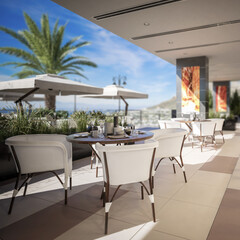 Terrace Bar & Restaurant with Outlook - detail 3d visualization