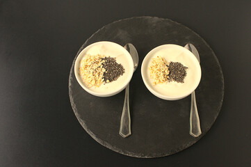 Greek yogurt with chi a seeds and oatmeal