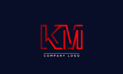 Fototapeta na wymiar Creative letter KM Logo Design Vector Template. Initial Letter KM Logo Design