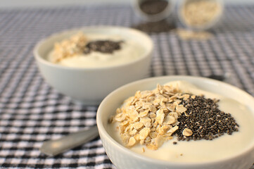 Greek yogurt with chi a seeds and oatmeal