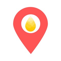 Oil drop or honey location map pin pointer icon. Element of map point for mobile concept and web apps. Icon for website design and app development. Premium olive or fuel gold oil icon sign.