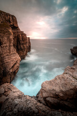 rocky sunset cliff waves nice