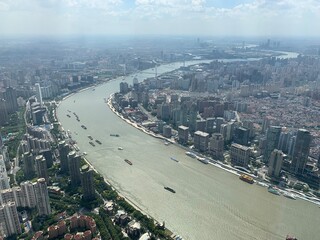 Paysage urbain et fleuve &agrave; Shanghai, Chine	