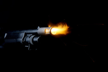Realistic shotgun shot with muzzle flash