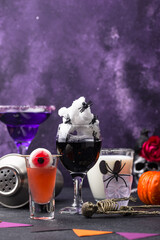 Set of various Halloween drinks