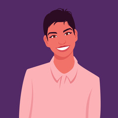 Portrait of a young woman with short hair