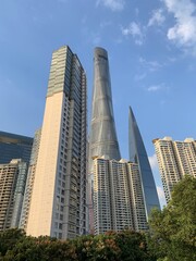 Grattes-ciel du quartier de Pudong à Shanghai, Chine	