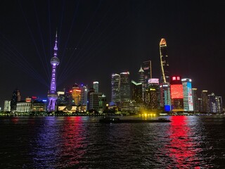 Skyline de nuit à Shanghai, Chine