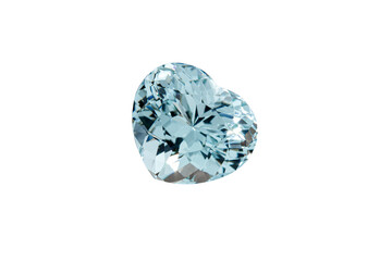 macro stone mineral faceted aquamarine on a white background