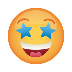 emoji face laughing with eyes stars flat style icon