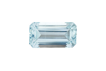 macro stone mineral faceted aquamarine on a white background