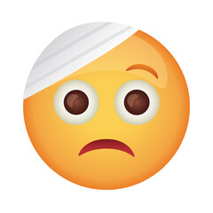 ragged emoji face with bandage on the head flat style icon