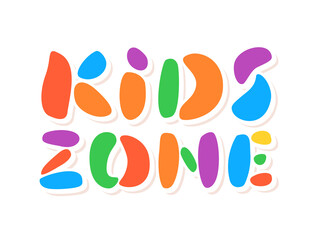 Kids zone sign. Vector lettering.