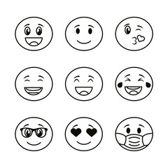 bundle of emojis faces set icons