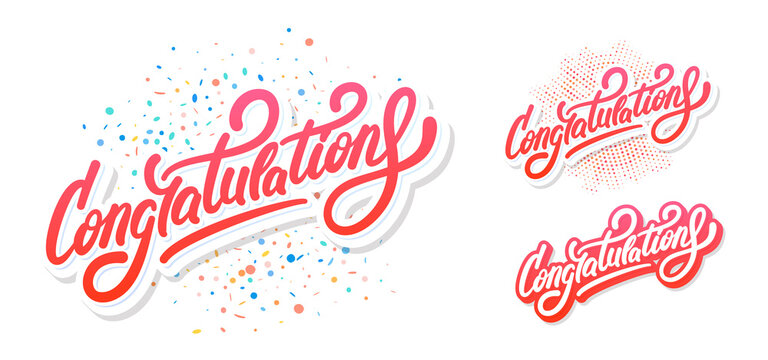 Congratulations. Greetings set. Vector lettering.
