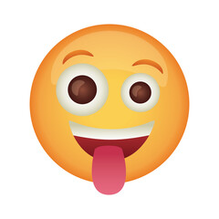 crazy emoji face with tongue out flat style icon