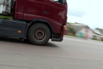 Fototapeta na wymiar city traffic motion blurred truck in motion