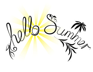 Lettering. The postcard with the words 