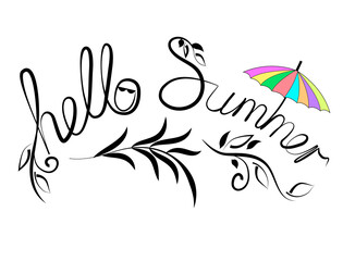 Lettering. The postcard with the words 