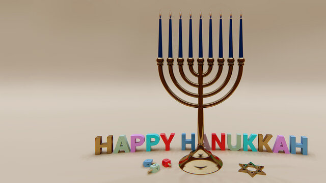 Happy Hanukkah greeting card with David star