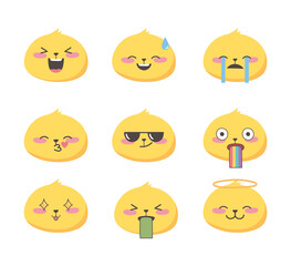 social media emoji expressions faces cartoon collection