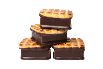 Cookies in chocolate glaze isolated on white background close-up