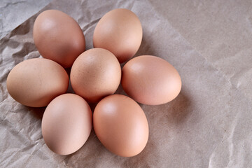 hen egg stack background backdrop. copy space. simple. farming concept.