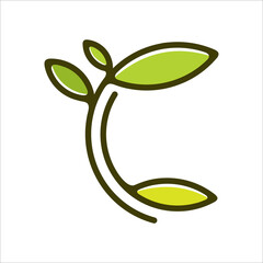 Logo dell'albero, modello di logo vettoriale, Abstract Natural Ecology Logo. Initial Letter C with Green Leaf Symbol Combination isolated on White Background. Usable for Healthcare and Nature Logos. 