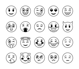 bundle of emojis faces set icons