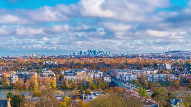 4k timelapse of Paris cityscape, Arch De Triumph (Arch De Triomphe) on Champs Elysees in Paris and the traffic,the most famous landmarks monuments in Paris