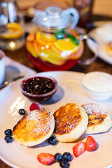 Breakfast with cottage cheese pancakes