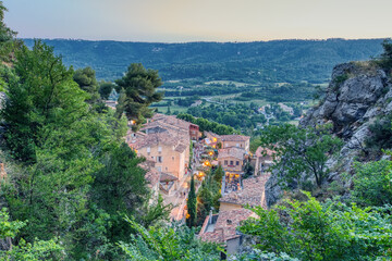 Fototapeta na wymiar Moustiers-Sainte-Marie village in Provence, Provence-Alpes-Cote d`Azur, France, member of most beautiful villages of France