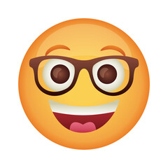 emoji face laughing with eyeglasses flat style icon