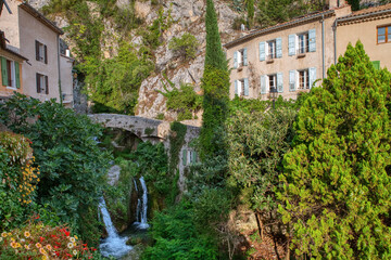 Moustiers-Sainte-Marie village in Provence, Provence-Alpes-Cote d`Azur, France, member of most beautiful villages of France