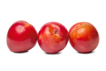 Fototapeta na wymiar Fresh red plum isolated on white close-up