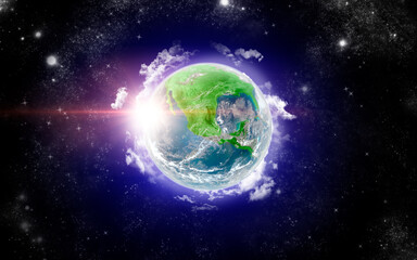 Planet earth from space. Render 3D. Some Elements Of This Image Provided By NASA