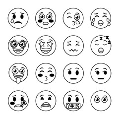 bundle of emojis faces set icons