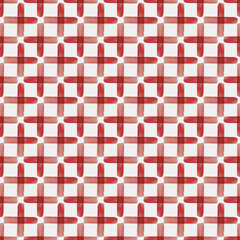 Vector red crosses, check seamless pattern painted