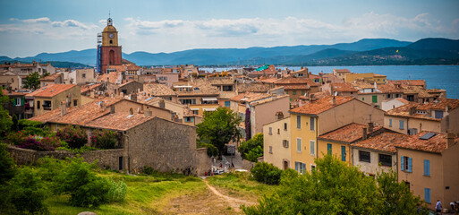 Fototapeta premium View over Saint Tropez in France located at the Mediterranian Sea at the Cote D Azur - travel photography