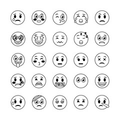bundle of emojis faces set icons