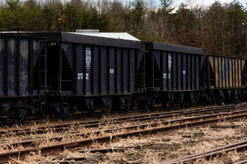 Fototapeta na wymiar Derelict Gondola / Hopper Cars - Abandoned East Broad Top Railroad - Pennsylvania