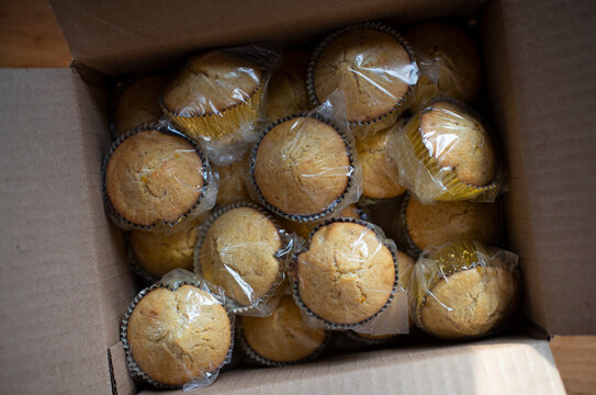 Cornbread muffins wrapped in a box