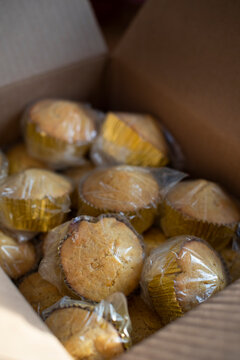 Cornbread muffins wrapped in a box